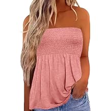 IWOLLENCE Womens Tube Tops Flowy Pleated Strapless Top