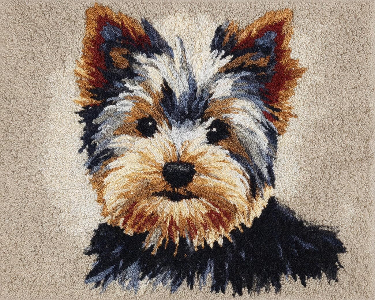 Henypt DIY Latch Hook Rug Kit Cartoon Yorkshire Terrier 52x38cm