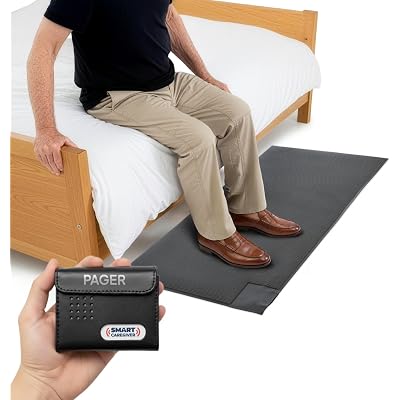Smart Caregiver Floor Mat Alarm and Pager System - Includes Wireless Pager that Alerts When Someone Steps on the Durable 24in x 48in Floor Mat Sensor