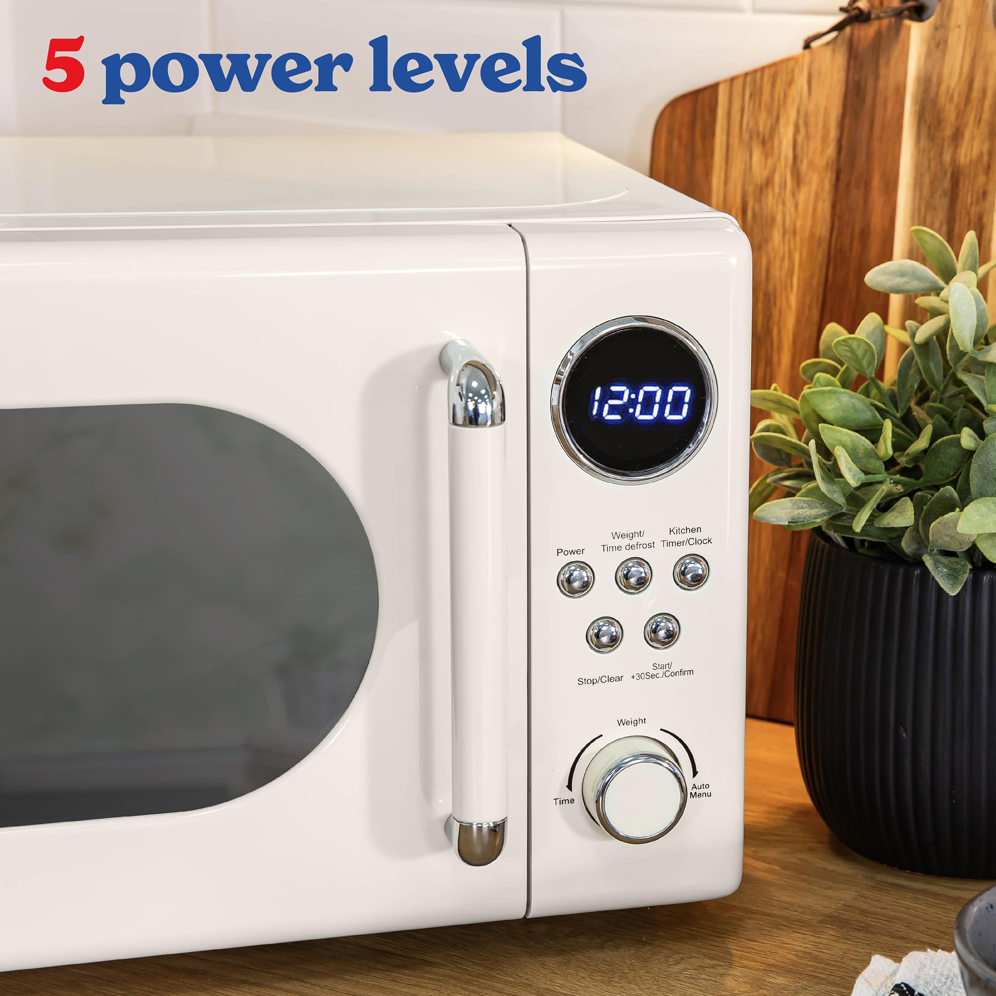 Russell Hobbs RHM2044C Retro 20 Litre Cream Digital Microwave, 800W, Mirror Finish, 8 Auto Cook Settings, 5 Power Levels — view 6