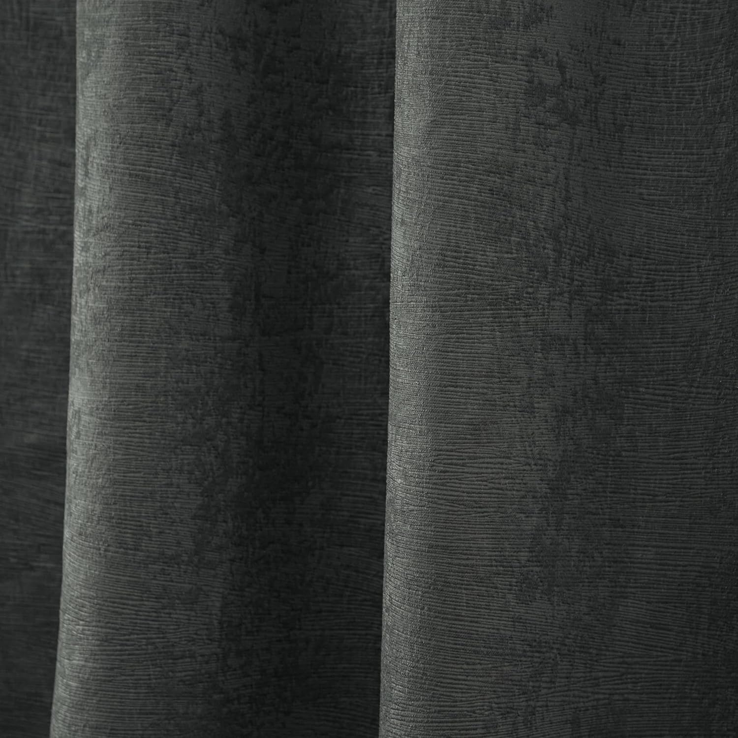 Charcoal Polyester Room-Darkening Grommet Window Panel Pair