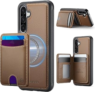 Magnetic Case for Samsung Galaxy A37 5G, Detachable Card Holder and RFID Blocking 2-in-1, Bi-fold Wallet Style Flip Case, Card Holder Can Be Used as Stand, for Samsung Galaxy A37 6.7" - Brown
