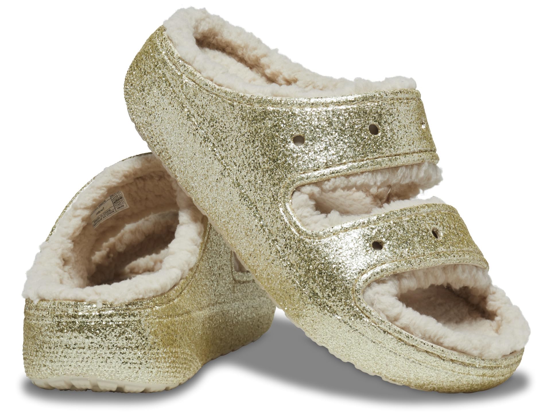 Crocs Unisex Classic Cozzzy Sandals Stucco/Glitter Mens 4, Womens 6 Medium