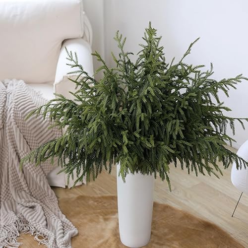 Miniatura 7 de YXZZWL 8 ramas de pino Norfolk de Navidad, 36 pulgadas de tacto real, ramas de pino de Norfolk artificiales de cedro sintético, tallos de pino