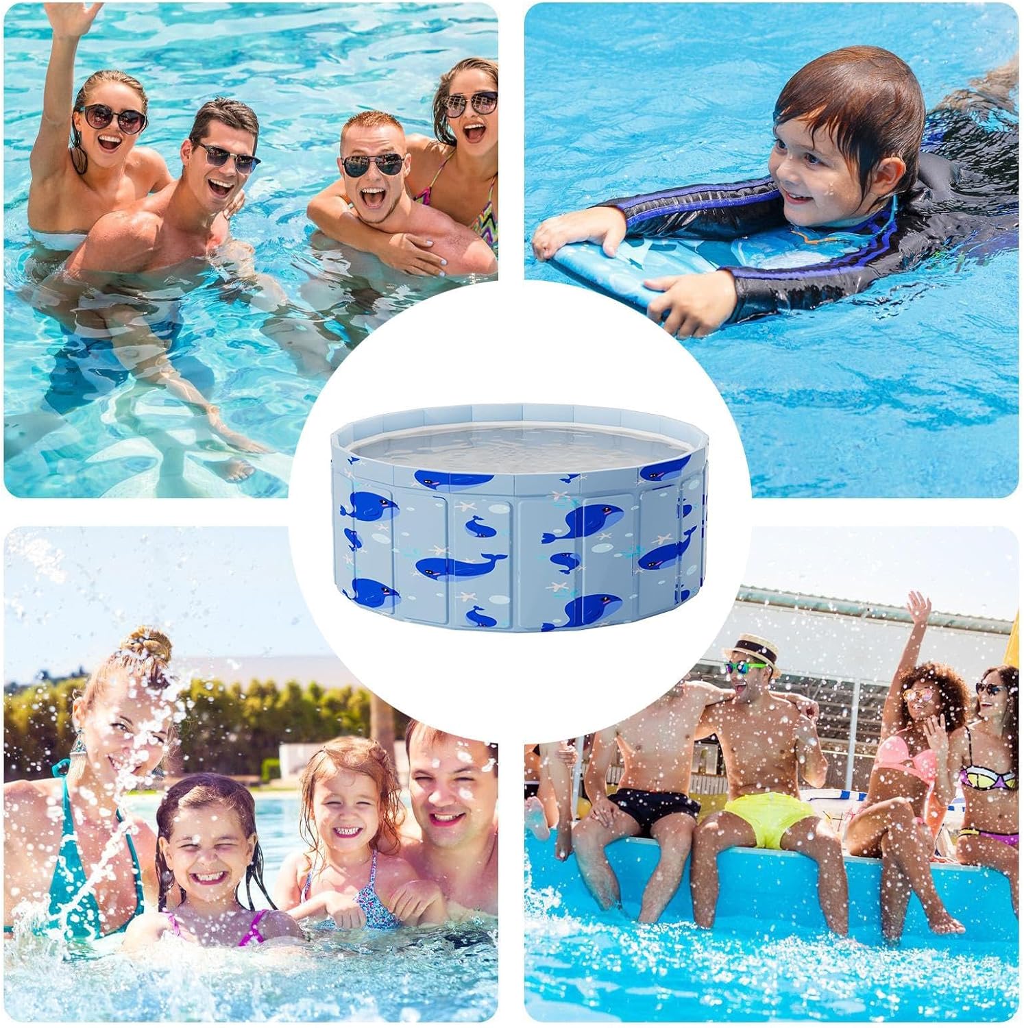 子供用プール | PVC製 丸型 空気入れ不要 幼児用 たらいプール 折り畳み式 - 持ち運び可能 水遊び容器 幼児向け 男の子 女