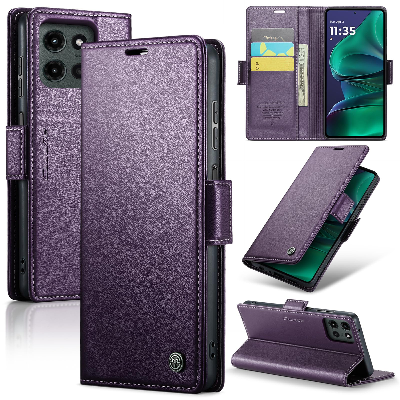 HAII for Motorola Moto G 2026/2025 Wallet Case, Moto G Play 2026 Case Credit Card RFID Blocking Credit Magnetic Closure Protective Cover Slot - Purple