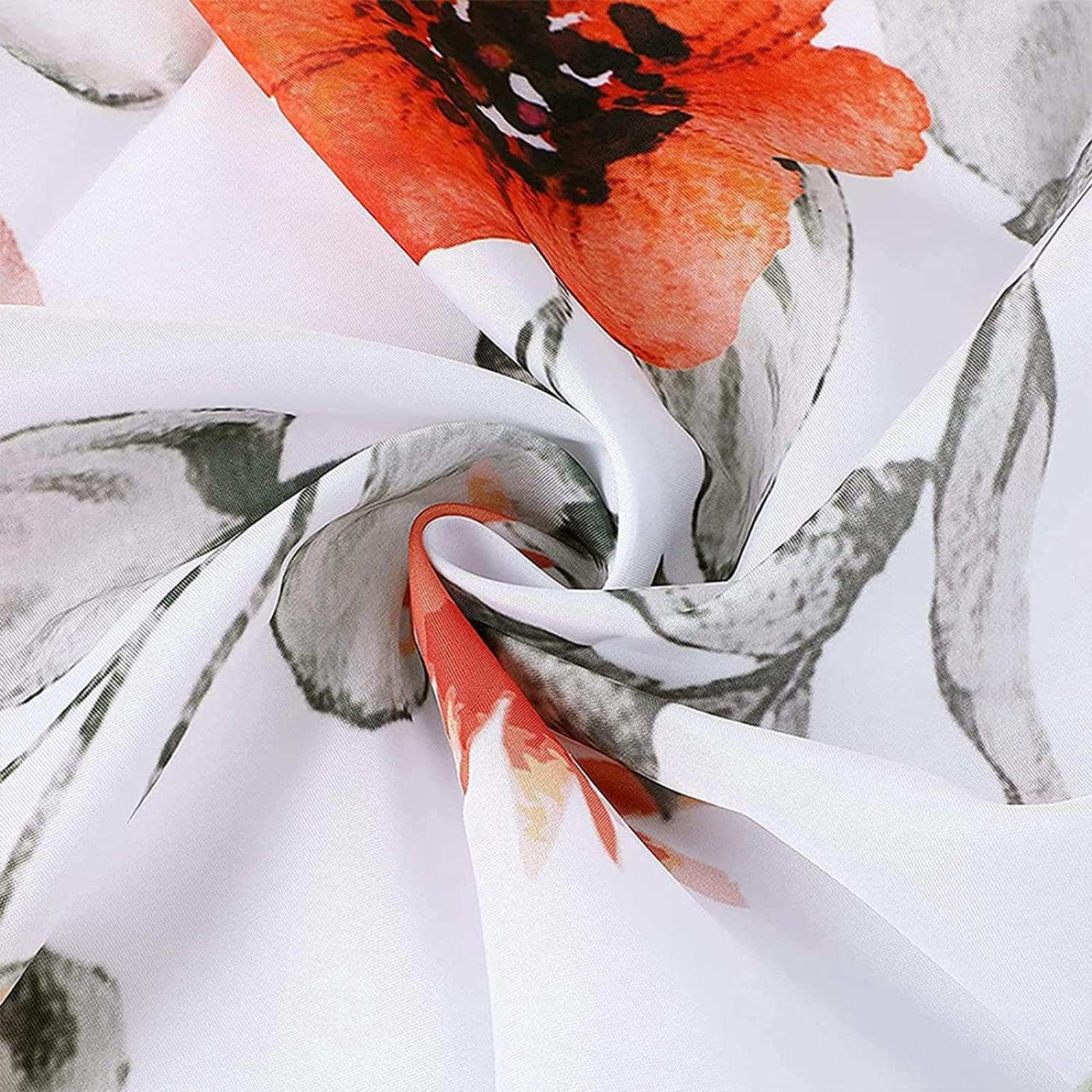 Duschvorhang Polyster Weiß Blumen 180x230cm Wasserdicht Anti-Schimmel Shower Curtains aus Waschbar Schnell Trocknend Badvorhang für Badezimmer, Badewanne mit 12 Duschvorhängeringen
