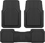 CAR PASS Tapis de sol en caoutchouc pour Car, Liner imperméable Plat profond Car Ensembles complets de matelas, garniture universelle pour SUV Camion Sedans Vans, tous les temps tapis de sol automobile 3pcs, Noir massif