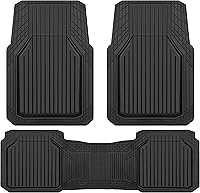 CAR PASS Heavy Duty All-Weather Rubber Floor Mats - Universal Trim-to-Fit Deep Dish 3-Piece Set for SUV, Truck, Sedan, Van - Black