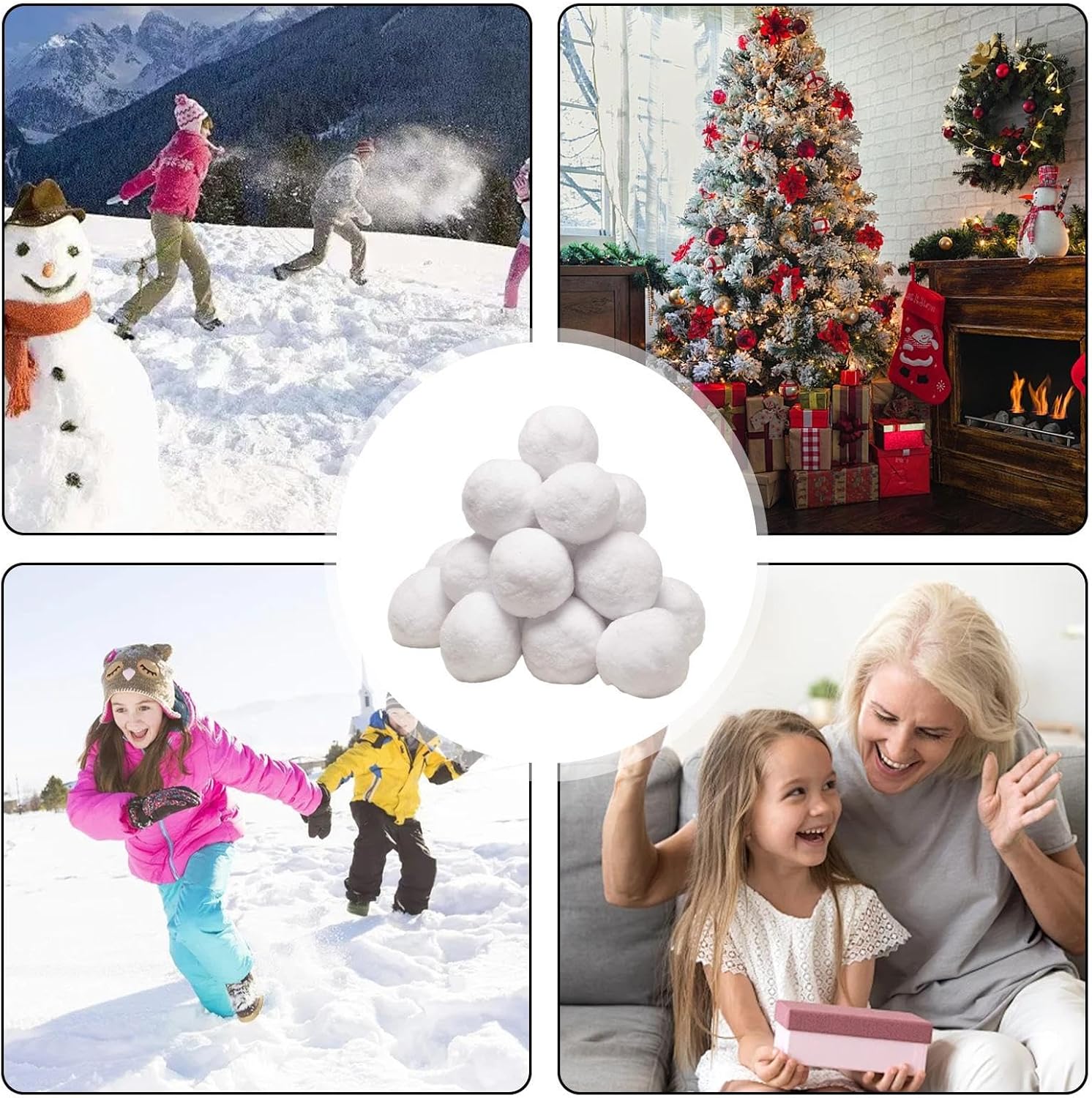 Fake Snow Set – 50 Indoor Balls, Sturdy Safe Artificial Snow, Non Woven Carry Bag with Lightweight Soft Material | Ideal Boys Girls Kids Winter Play Indoor Snowball Fun Game Activity