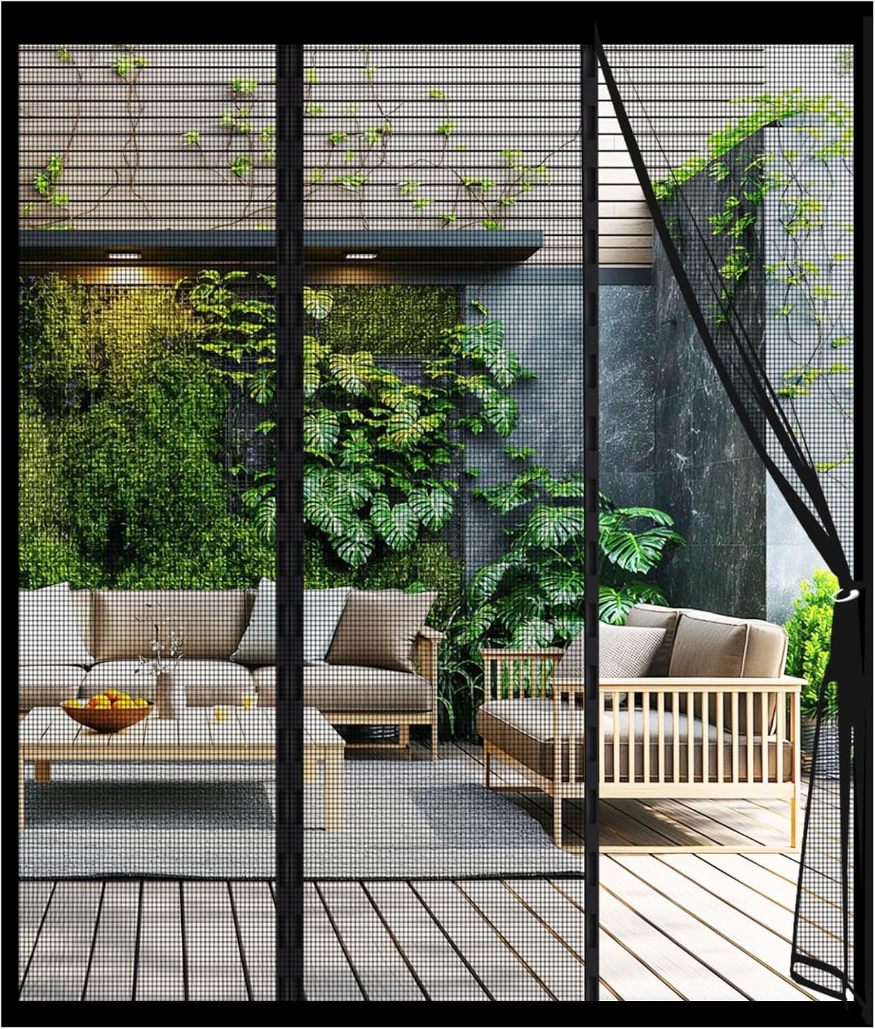 Fly Screen Door, Magnetic Screen Door, Reinforced Polyester Double Door Screen Curtain for Sliding Door Patio Door Double Door French Door Keep Fly Bug Out, Black, Double-Open (230x210cm) — image 1