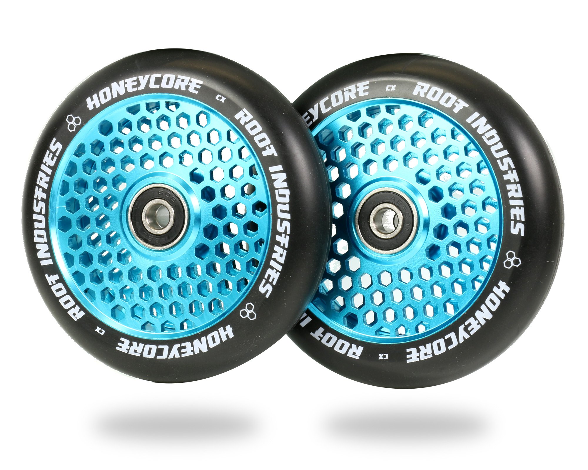 Root Industries 110 mm Honeycore Wheels, Black/Sky Blue