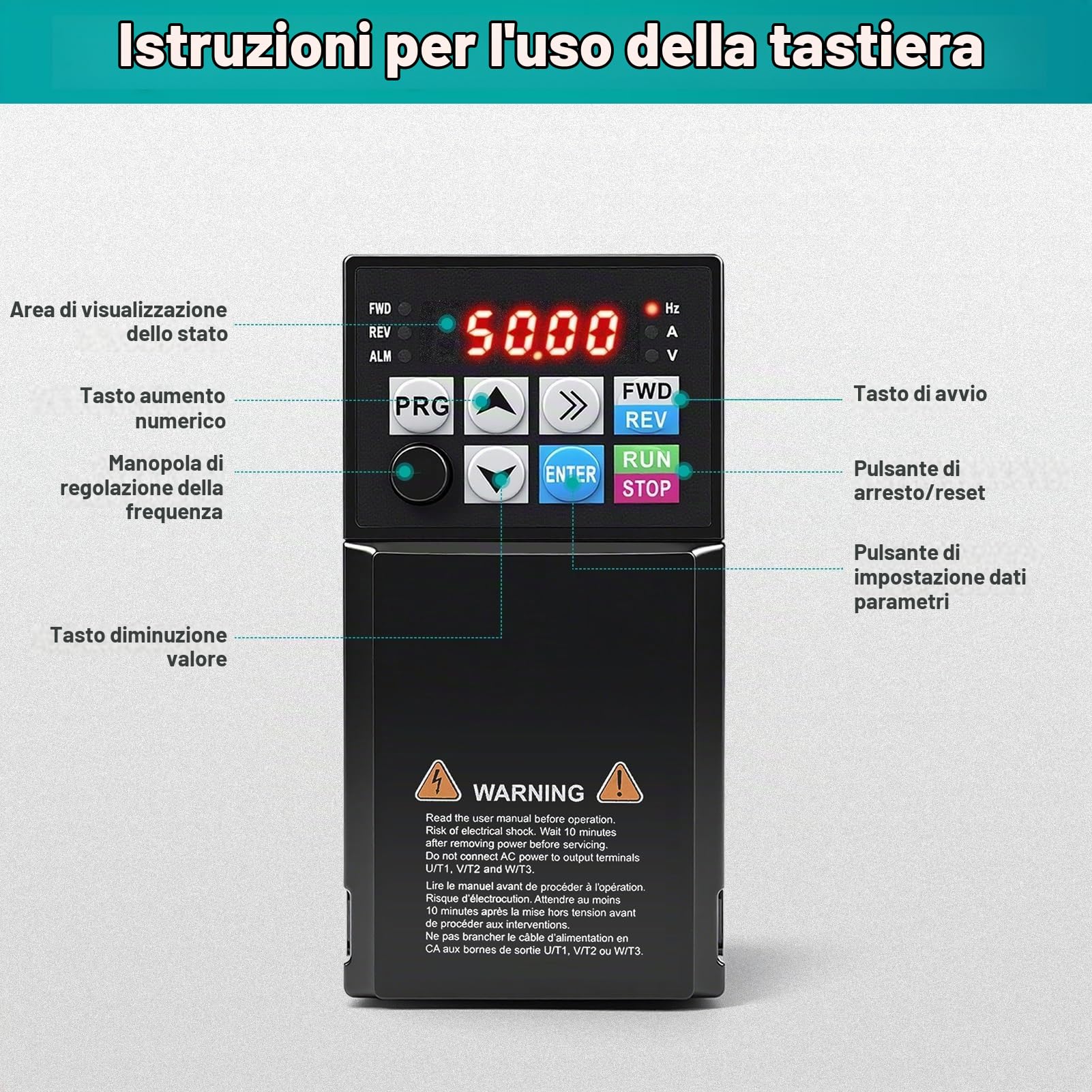 Inverter per Motori Trifase 380V 2.2KW 3HP 380V Ingresso e Uscita Trifase