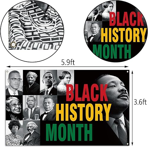 Miniatura 3 de Nepnuser Telón de fondo para cabina de fotos del mes de la historia negra, decoración de fiesta nacional afroamericana, decoración de pared de aula