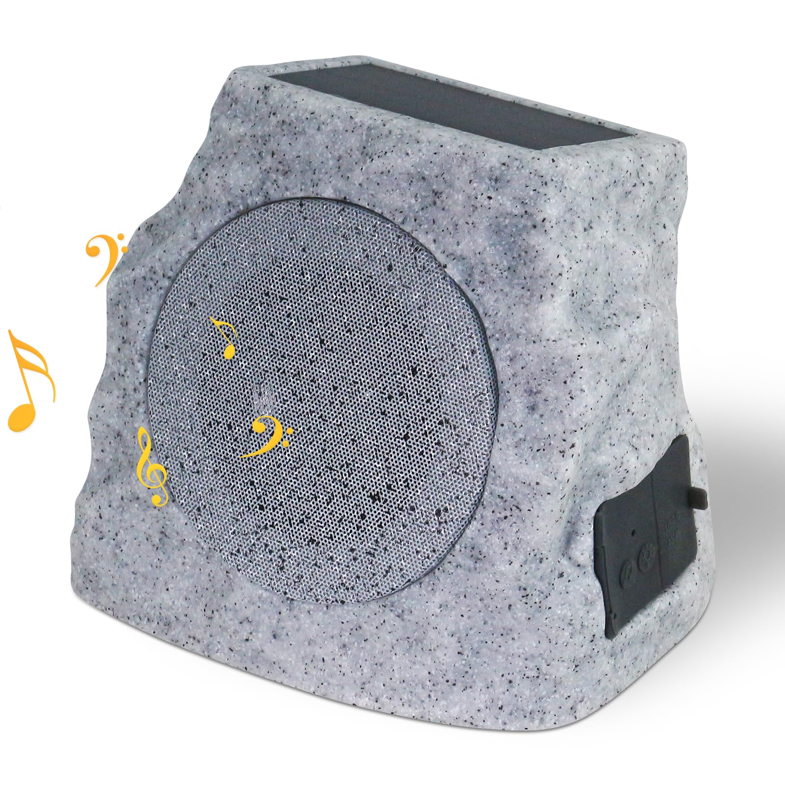 Outdoor Speakers Bluetooth Waterproof IP44, Rock Speakers Solar Power and USB Rechargeable Outdoor Bluetooth,Twins Paring System,7 Colour Light Changeable Set for Deck Pool Yard Garden (1 Pack)