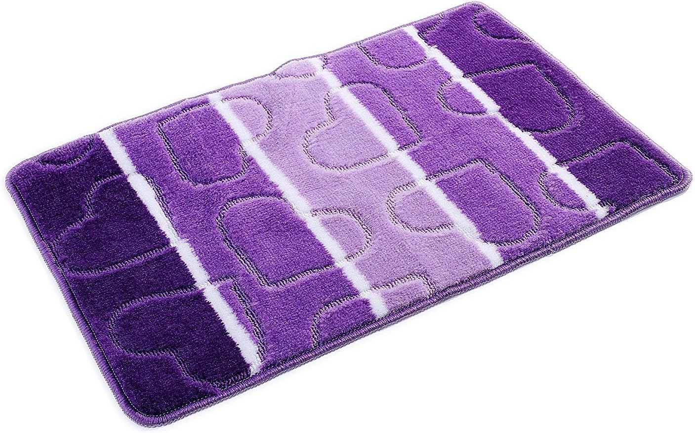 JSJ_CHENG Rectangular 100% Polypropylene Indoor/Outdoor Bath Kitchen Living Room Rugs Mats Carpets, with Lover Patterns (23.6-inch by 35.4-inch, Purple)