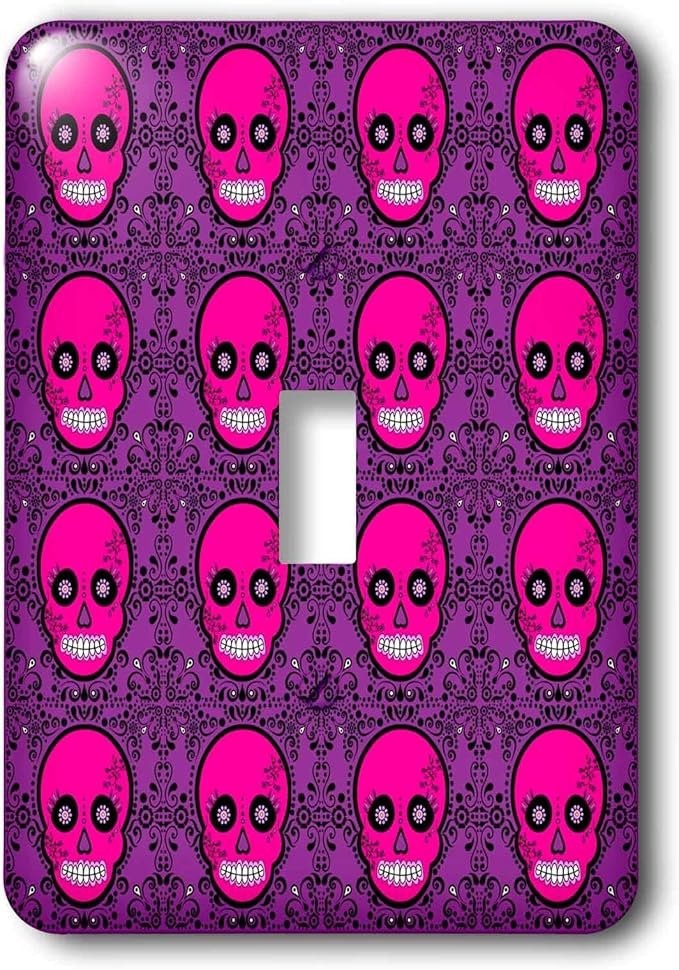 3dRose lsp_28887_1 Day of The Dead Día de Los Muertos Sugar Skull Print Pink Purple Toggle Switch