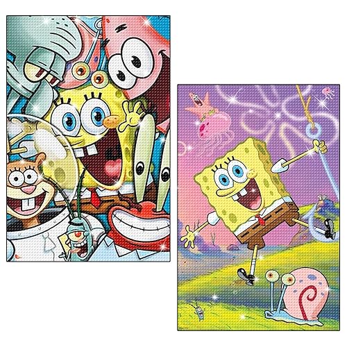 EKUJBIZX 2PCS Diamond Art Painting Kits for Adults - Anime Diamond Art Cartoon Paint with Diamonds Full Drill Home Office Wall Decor Painting DIY Adult Crafts Kits (30x40cm, 12 * 16in) (Pink)