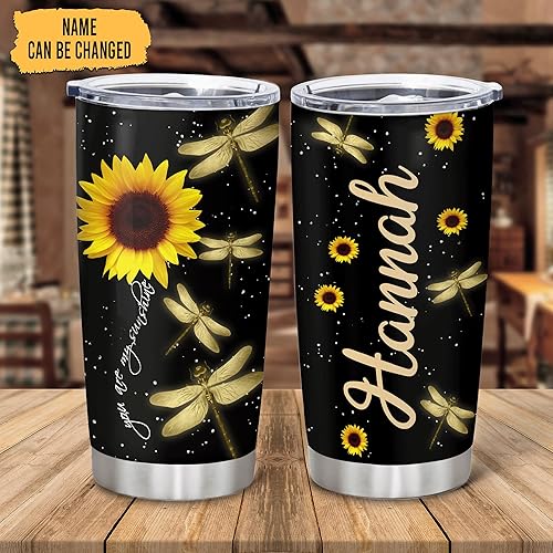 Miniatura 2 de Hyturtle Regalos personalizados para los amantes de las libélulas, cumpleaños o Navidad, vaso de acero inoxidable con nombre personalizado de You