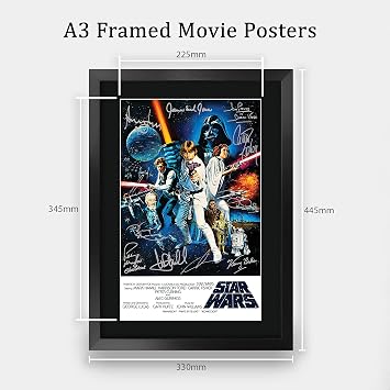HWC Trading A3 FR Movie Poster Cast Signed Gift Printed Autograph Film Mark Hamill Harrison Ford Carrie Fisher Alec Guinness George Lucas Gifts Print Photo Picture Display