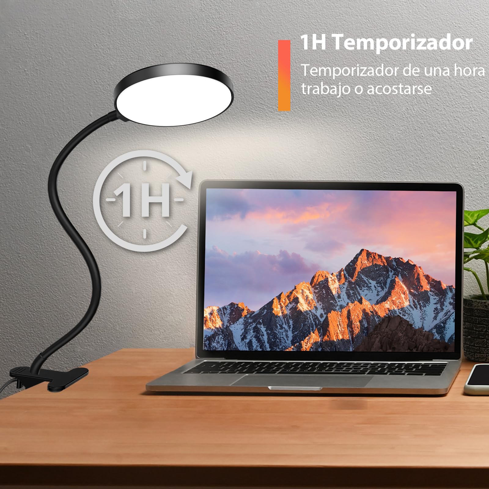 iFalarila 97 LED Lámpara de Escritorio con Pinza, Más Reciente Lámpara de Pinza con Mando a Distancia [Temporizador de 1 Hora] Bloqueo de Azul Luz Lectura pare Estudio Trabajo Leer(Adaptador Incluido)