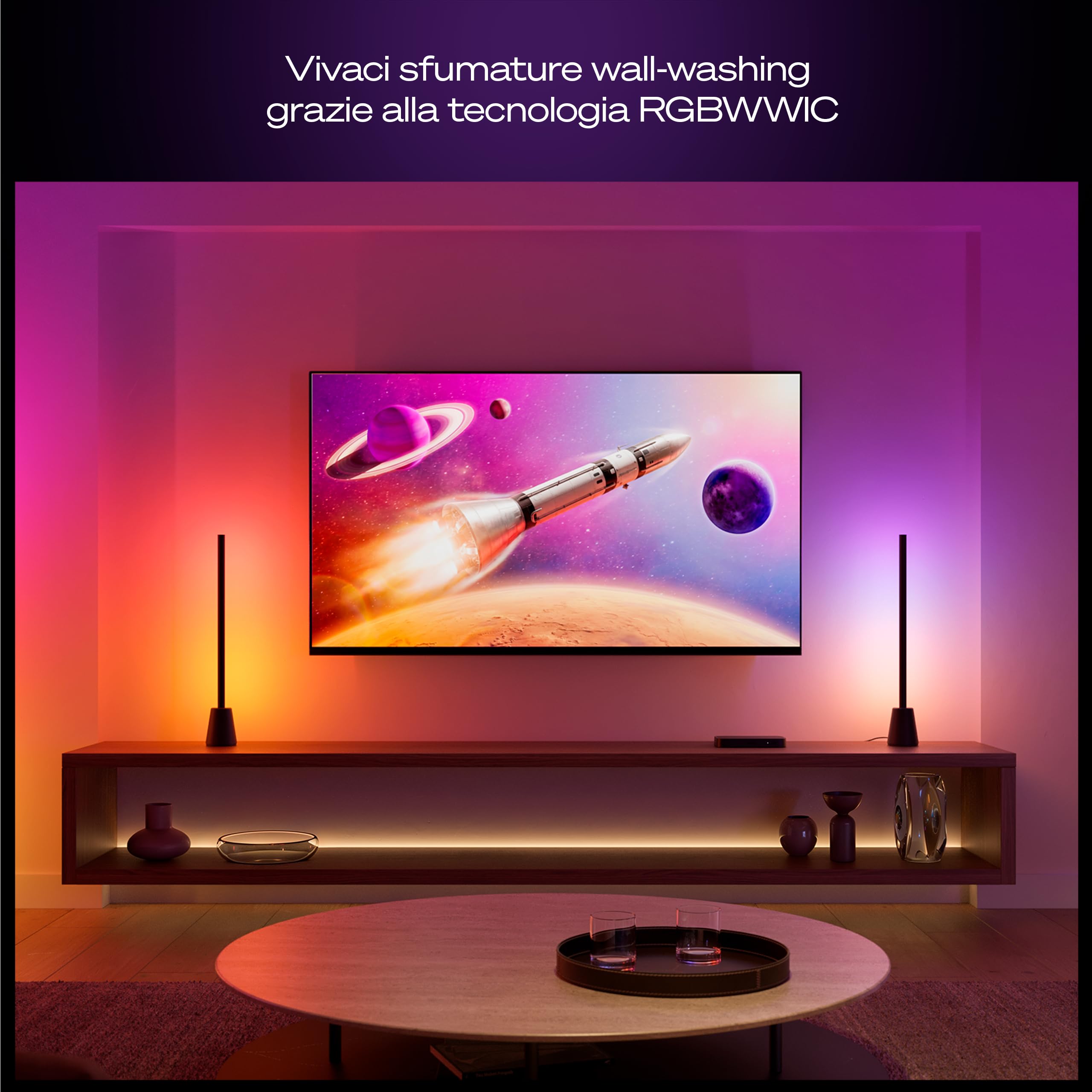 Philips Hue Play, Lampada da tavolo smart LED, 60 cm | Multicolor, RGBWWIC, Barra LED di design, Smart Home, Sincronizzazione TV con Hue Bridge & Sync Box, Compatibile con Alexa