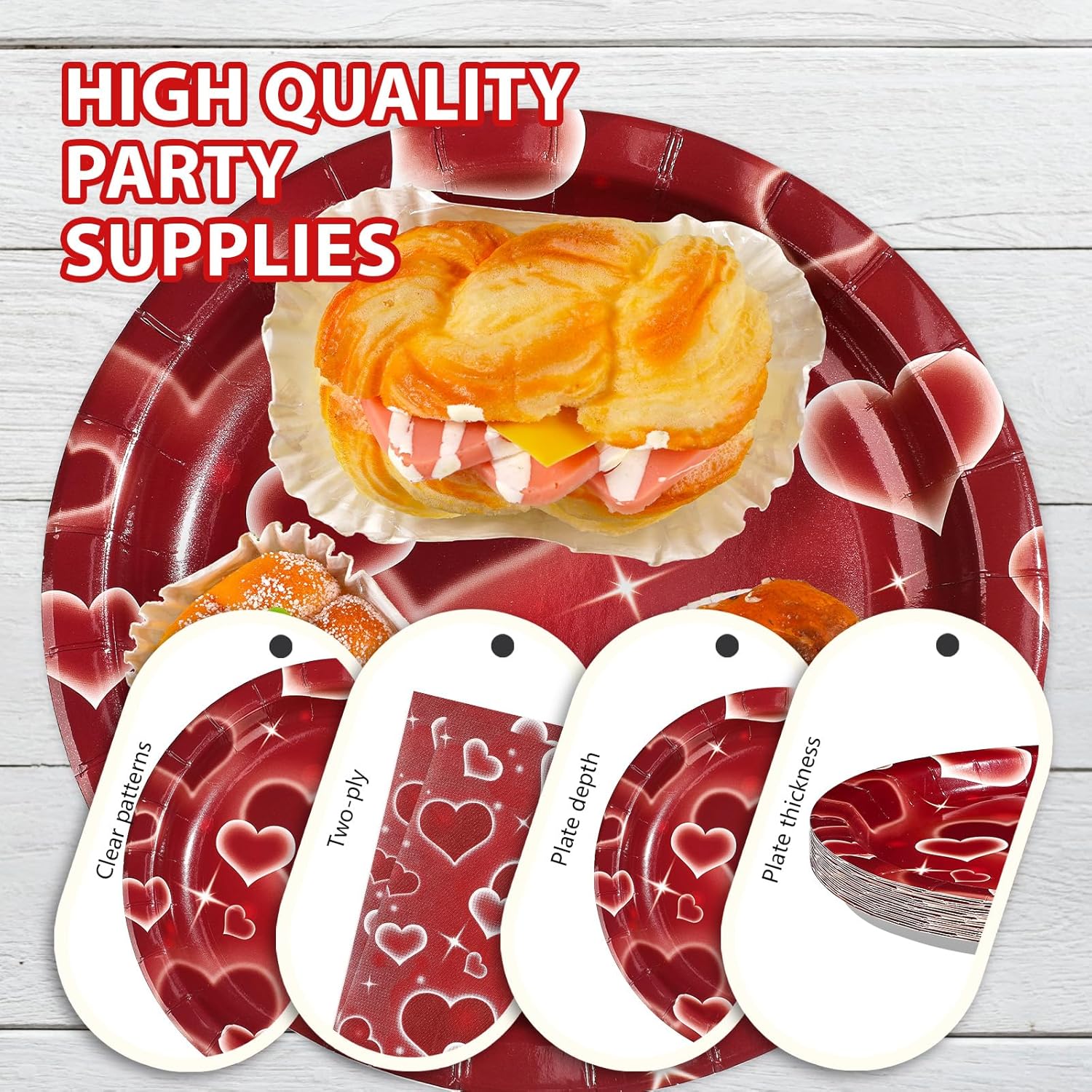 96 Pcs Y2K Party Decorations Red Heart Plates and Napkins Y2k Theme Birthday Party Tableware sets for Birthday Wedding Bridal Shower Early 2000s Party Decorations Serves 24 - Image 6