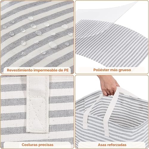 Miniatura 6 de Lifewit Paquete de 2 Cestas de Ropa Grandes Plegables, Cestas de Lavandería Independientes Impermeables con Asas de Fácil Transporte para Cuarto