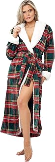 Alexander Del Rossa Womens Robe, Long Plush Bathrobe with Hood, Hooded Robes for Women Plus Size Bath Robe