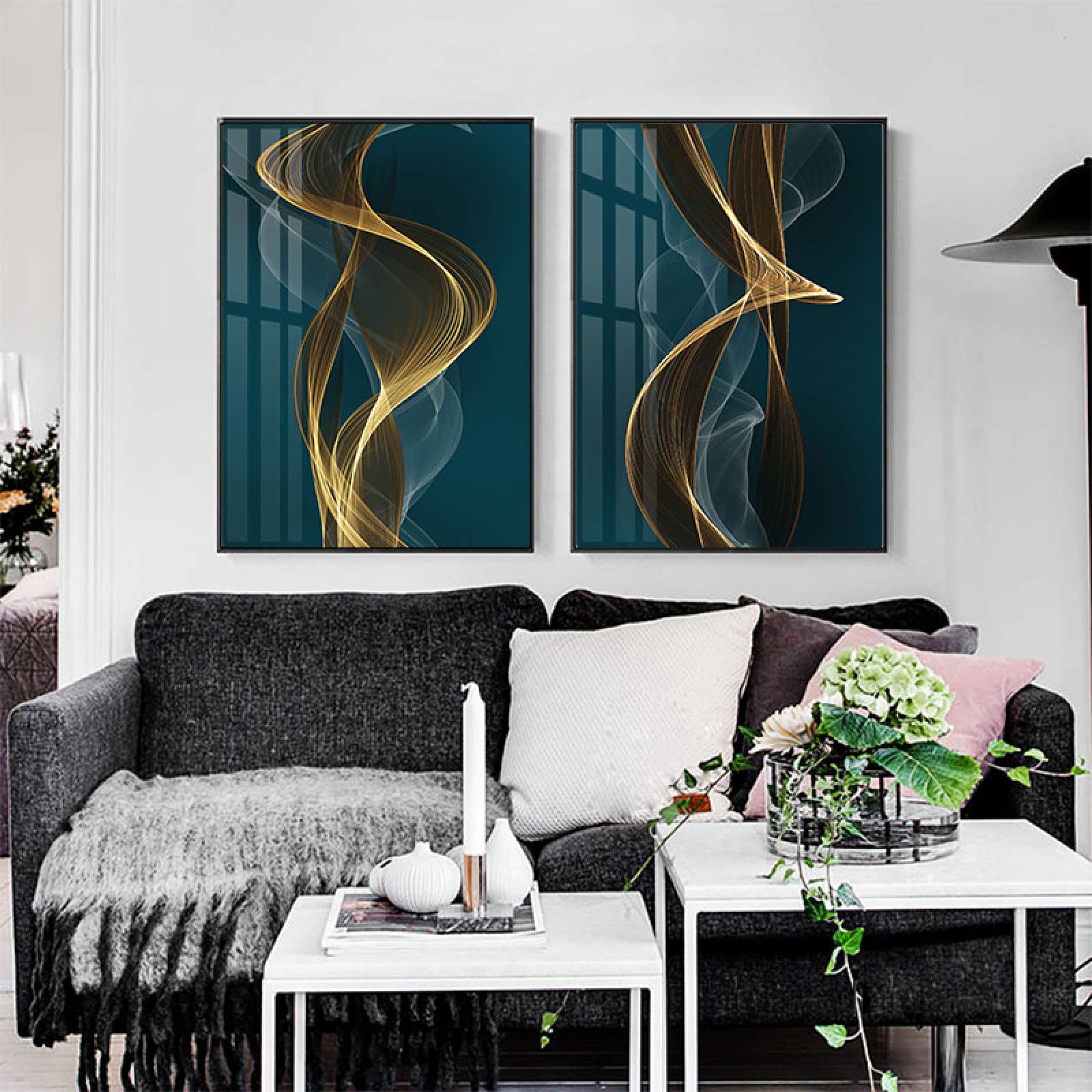 Amazon｜抽象的なサイケデリックラインキャンバスアート絵画は