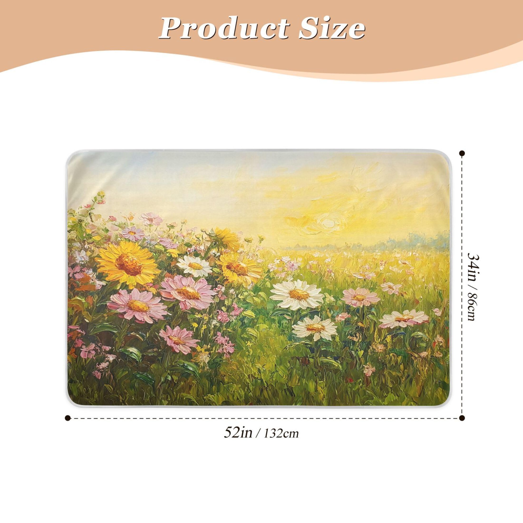 Takiito Oil Painting of Sunflowers Bed Pad Reusable Bed Underpad Washable Waterproof Leak-Proof Quick Dry Incontinence Pee Pad for Toddlers Kids Adults Pets 34x52 in