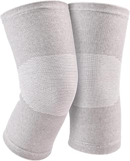2 Pack Bamboo Compression Knee Sleeves Elastic Warm for Women & Men | Bamboo Knee Sleeves For Women Knee Pain Men, Recovery Knee Brace For Arthritis Knee Pain, Running, Sporting, Grey