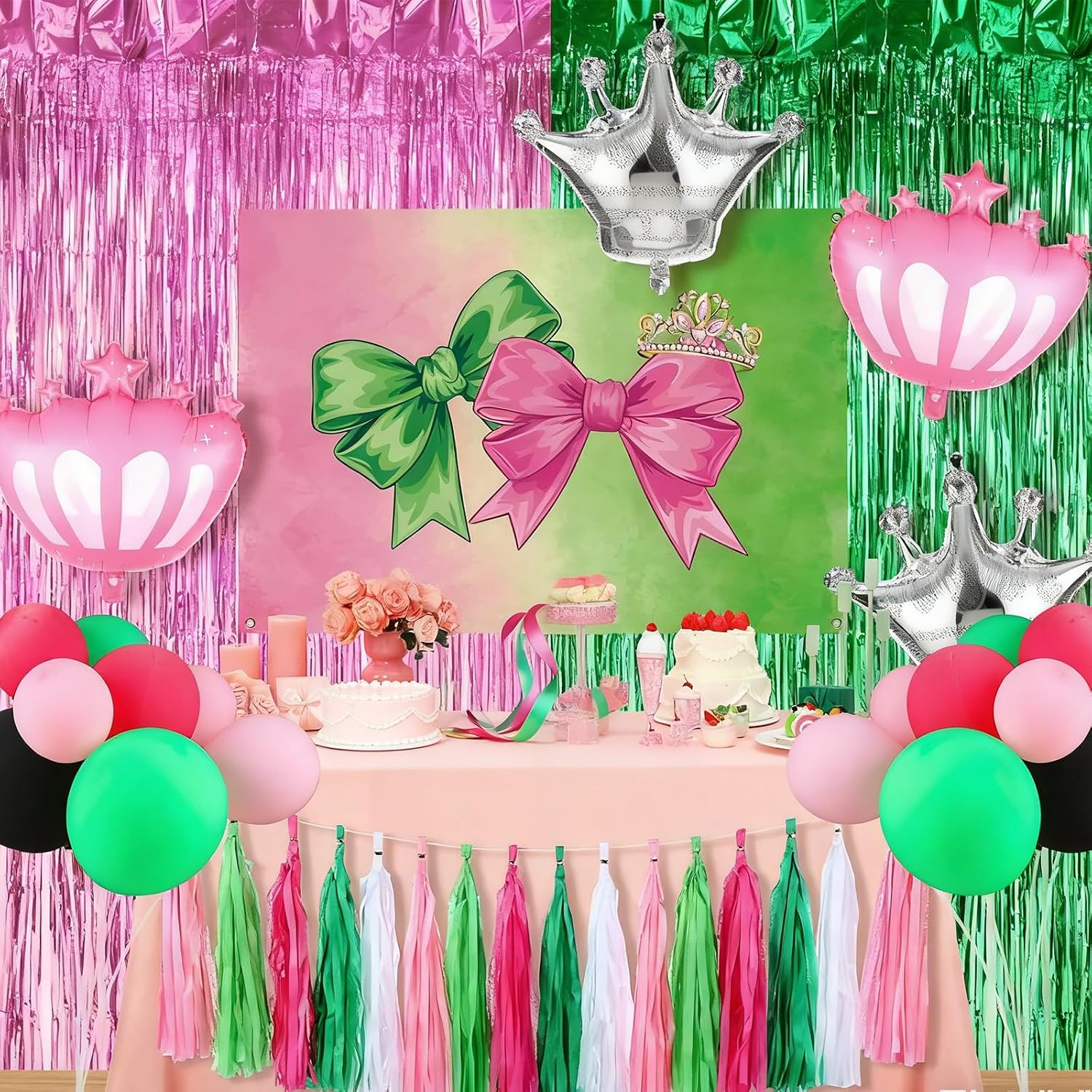 Ganeen 52 Pcs Pink Green Witch Party Decorations Balloons Banner