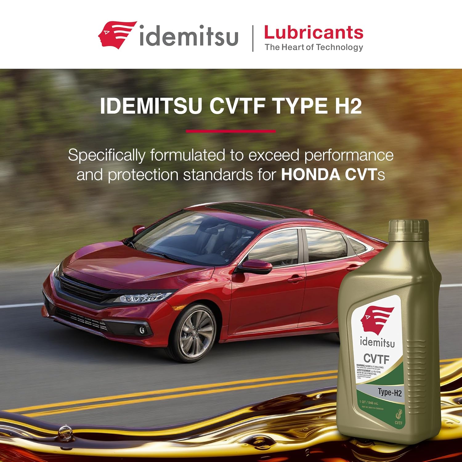 Idemitsu CVT Transmission Fluid HCF-2, Type H2 Transmission Oil for Honda Continuously Variable Transmissions (1 Quart, 2 Pack) | Engineered for Advanced Performance and Protection