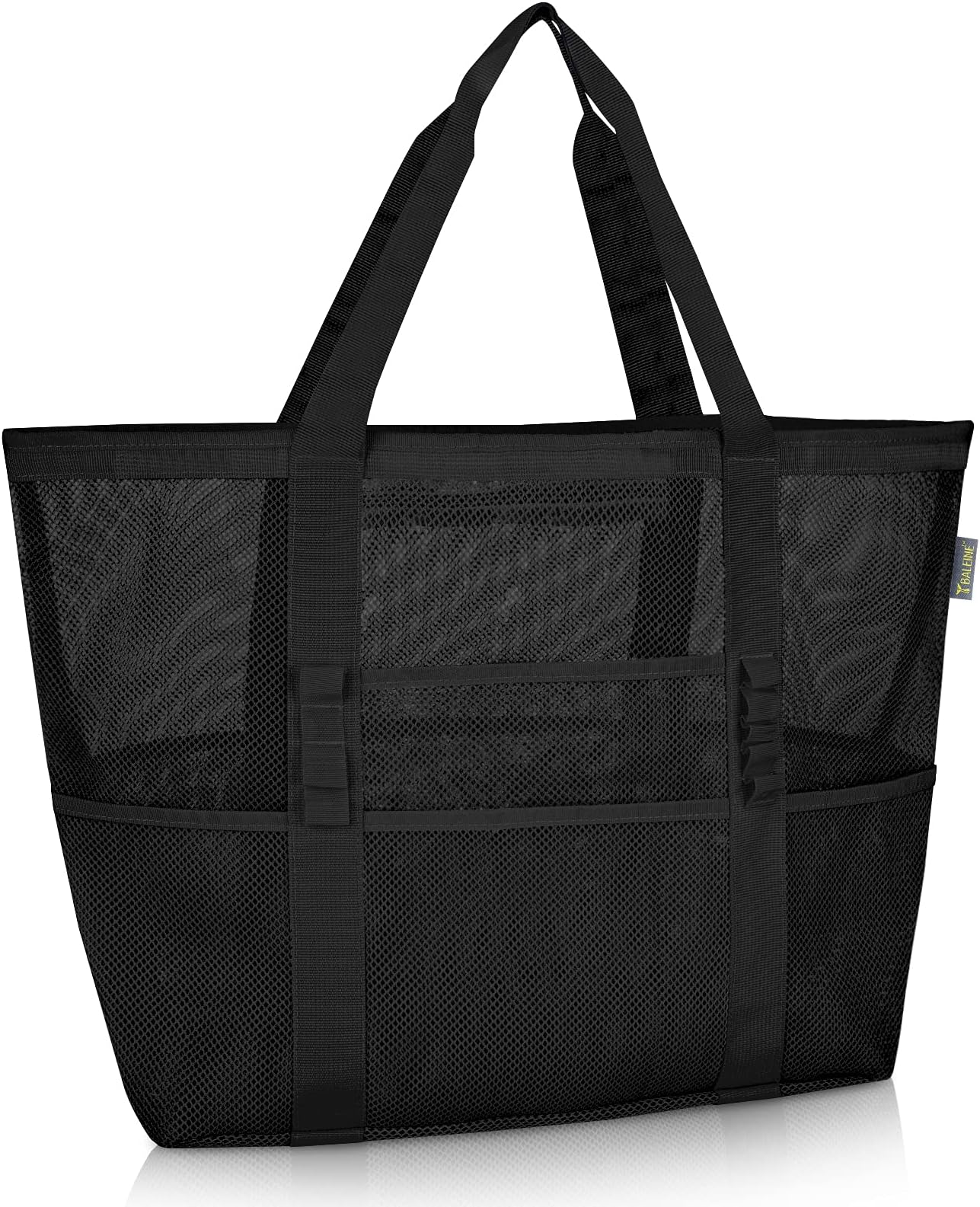 BALEINEBALEINE Large Beach Bag Pool Bags, Mesh Beach Tote for Toys, Towel, flip flops, Black