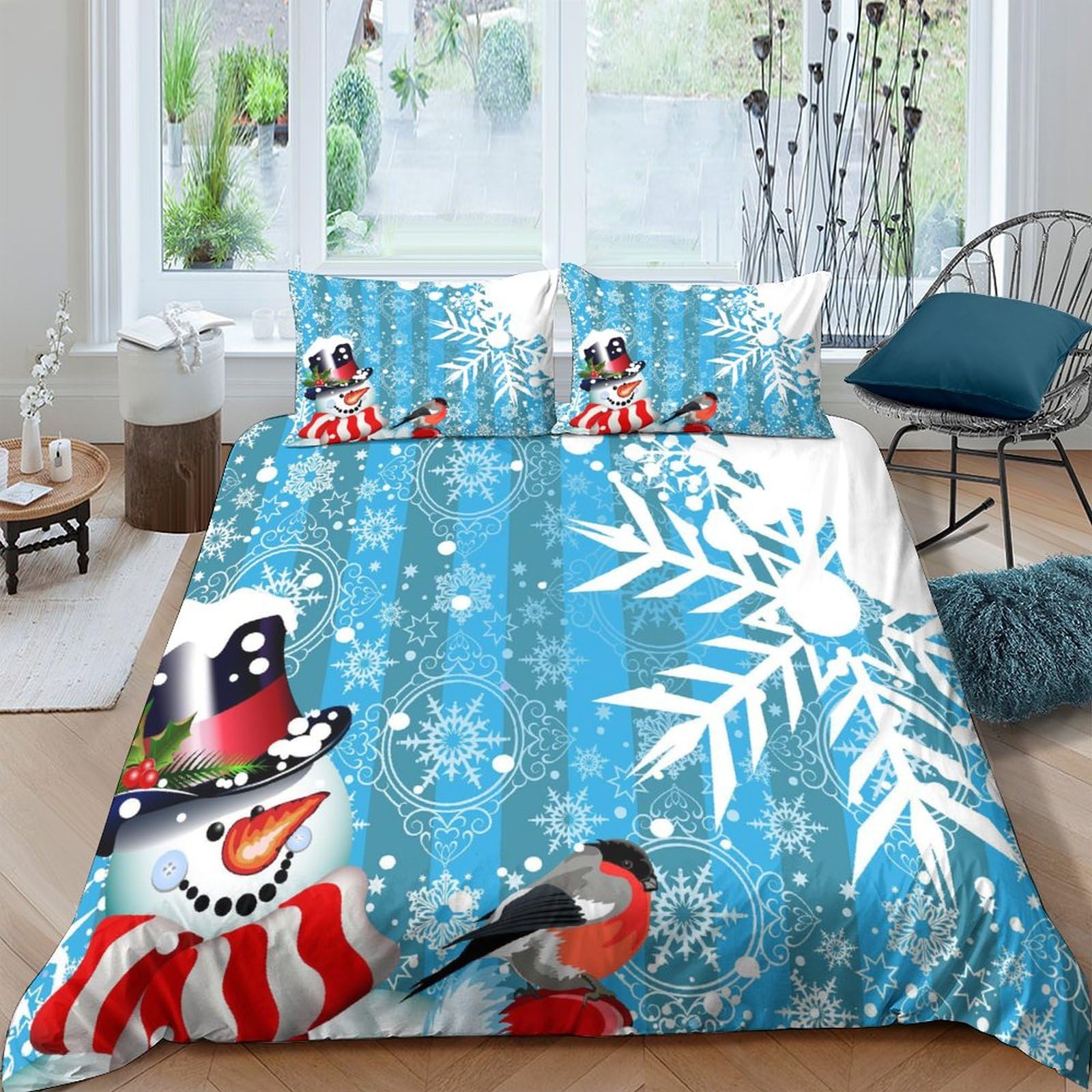 Muñeco de nieve juego de cama textil que alegra los dormitorios