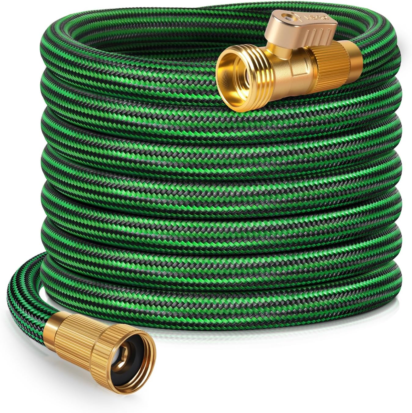 Garden Hose 25 ft NON-EXPANDABLE Water Hose, Flexible & Lightweight Kink Resistant Hybrid Hose, Leak-Proof Heavy Duty, Super Durable Fabric with 3/4" Solid Brass Connectors 25ft Green