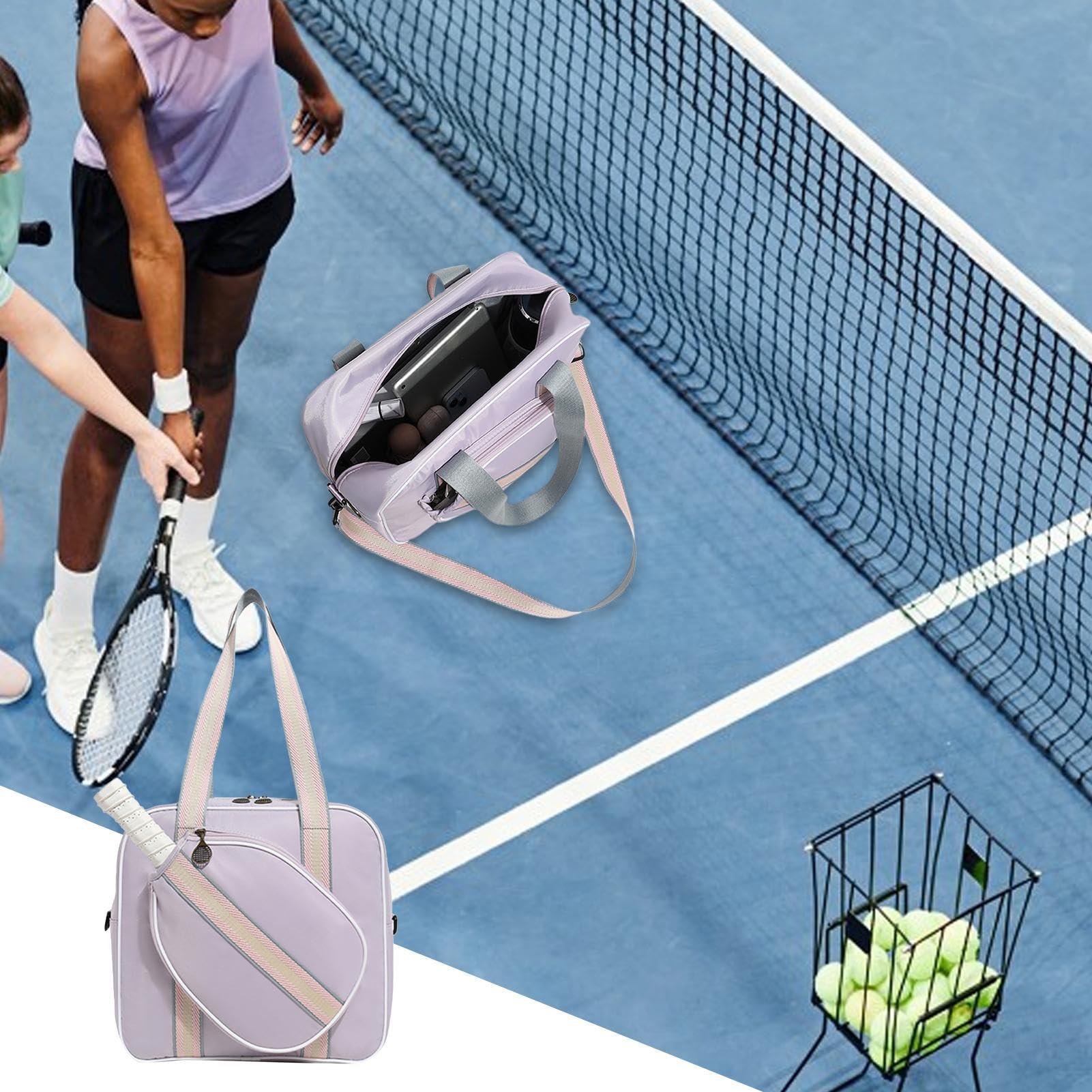Generisch Borsa a tracolla da tennis, borsa a tracolla da tennis, borsa per racchette da badminton, grande borsa per attrezzatura da tennis, borsa impermeabile con tracolla, elegante per uomo e donna