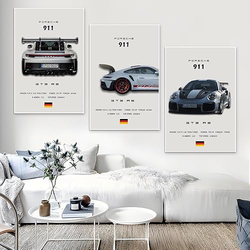 Miniatura 7 de VejiA Póster de automóvil en lienzo para pared, póster 911 GT Turbo para hombres, decoración estética de dormitorio (12 x 18, sin marco 2)
