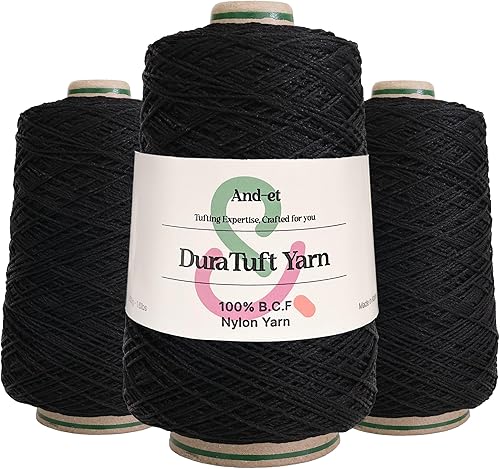 DuraTuft Yarn - Paquete de hilo de nailon de 45 colores vibrantes, ideal para ganchillo y proyectos de manualidades, 100% B.C.F. - 3 conos x 1.66
