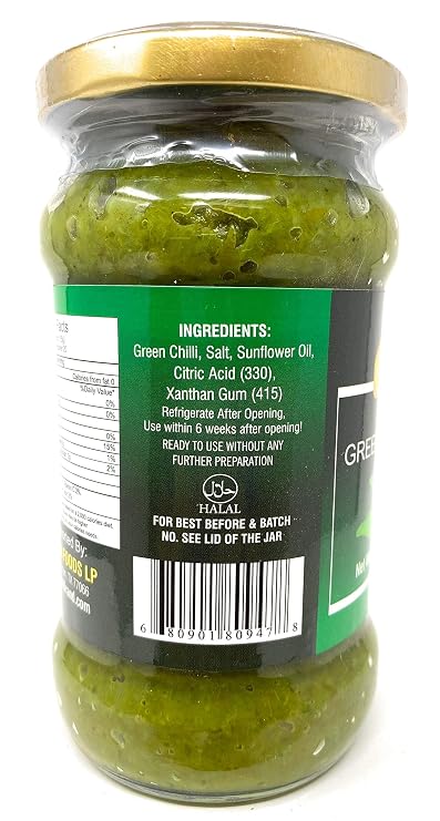 Rani Green Chilli Cooking Paste 10.58oz (300g) Glass Jar ~ Vegan | Gluten Free | NON-GMO | No Colors | Indian Origin