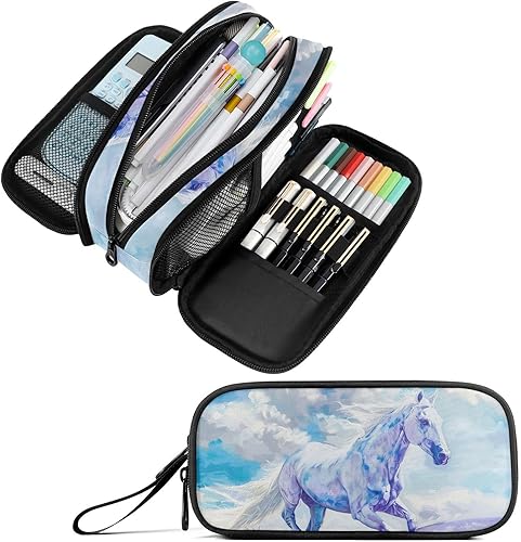 Miniatura 34 de Fustylead Estuche transparente de gran capacidad para lápices, bolsa de maquillaje multiusos, bolsa organizadora de almacenamiento para oficina