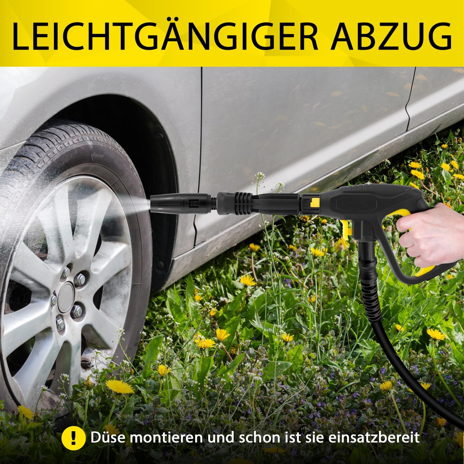 Pistolet ciśnieniowy Hierbla z wysuwanym prętem, zamiennik uchwytu myjki ciśnieniowej Karcher, kompatybilny z Karcher K2 K3 K4 K5 K6 K7 System Quick Connect do węża,
