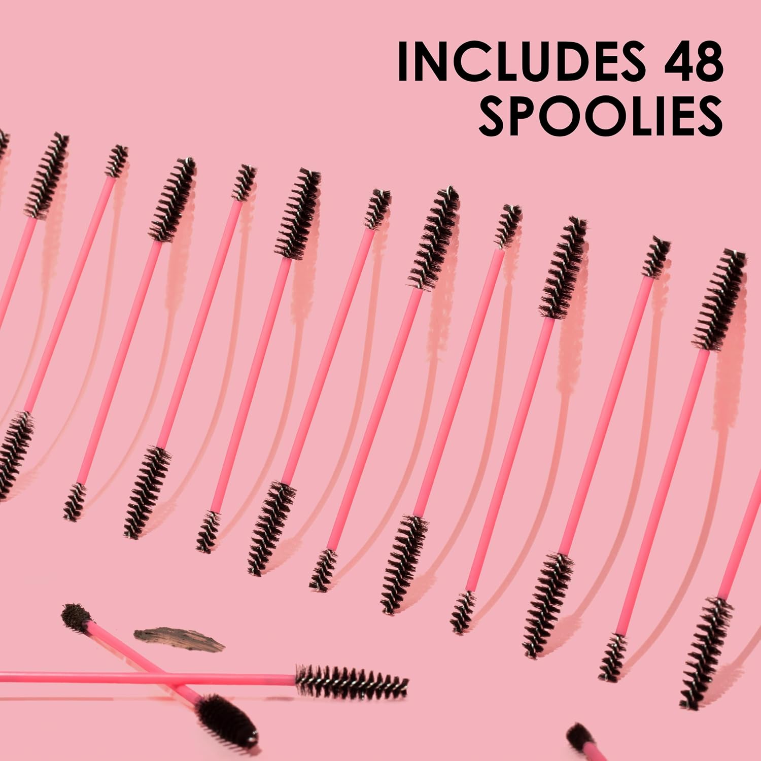 JAPONESQUE Dual Ended Lash & Brow Tool – Eyelash Separator & Eyebrow Brush Spoolie, 2pk, 48ct