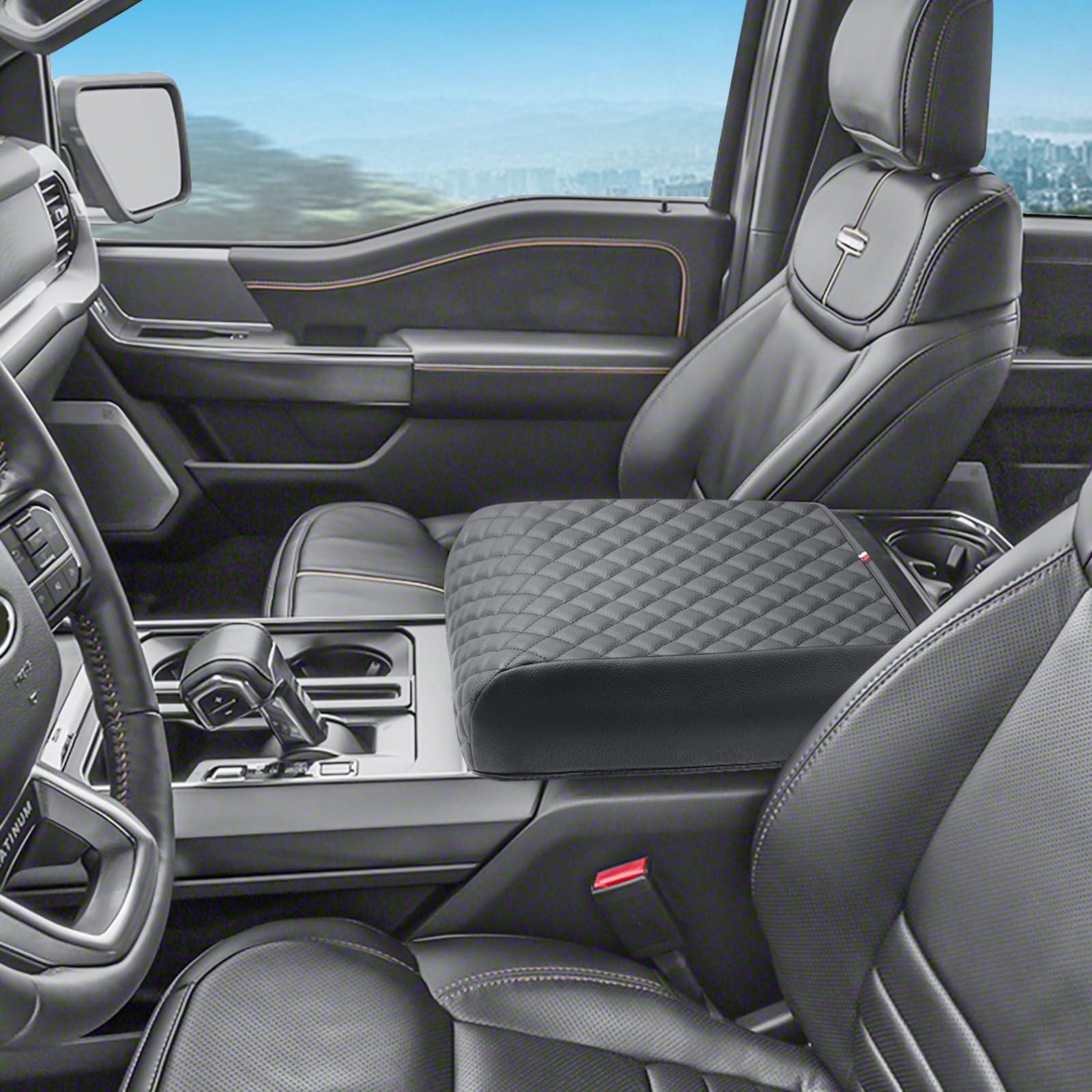 Compatible Con Asientos Tipo Butaca GMC Yukon XL 2015-2020, Tapa De Consola Central De Cuero, Funda Para Reposabrazos Central, Protector De Cojín Para Mascotas, Antiarañazos, Costura Roja KBH - México