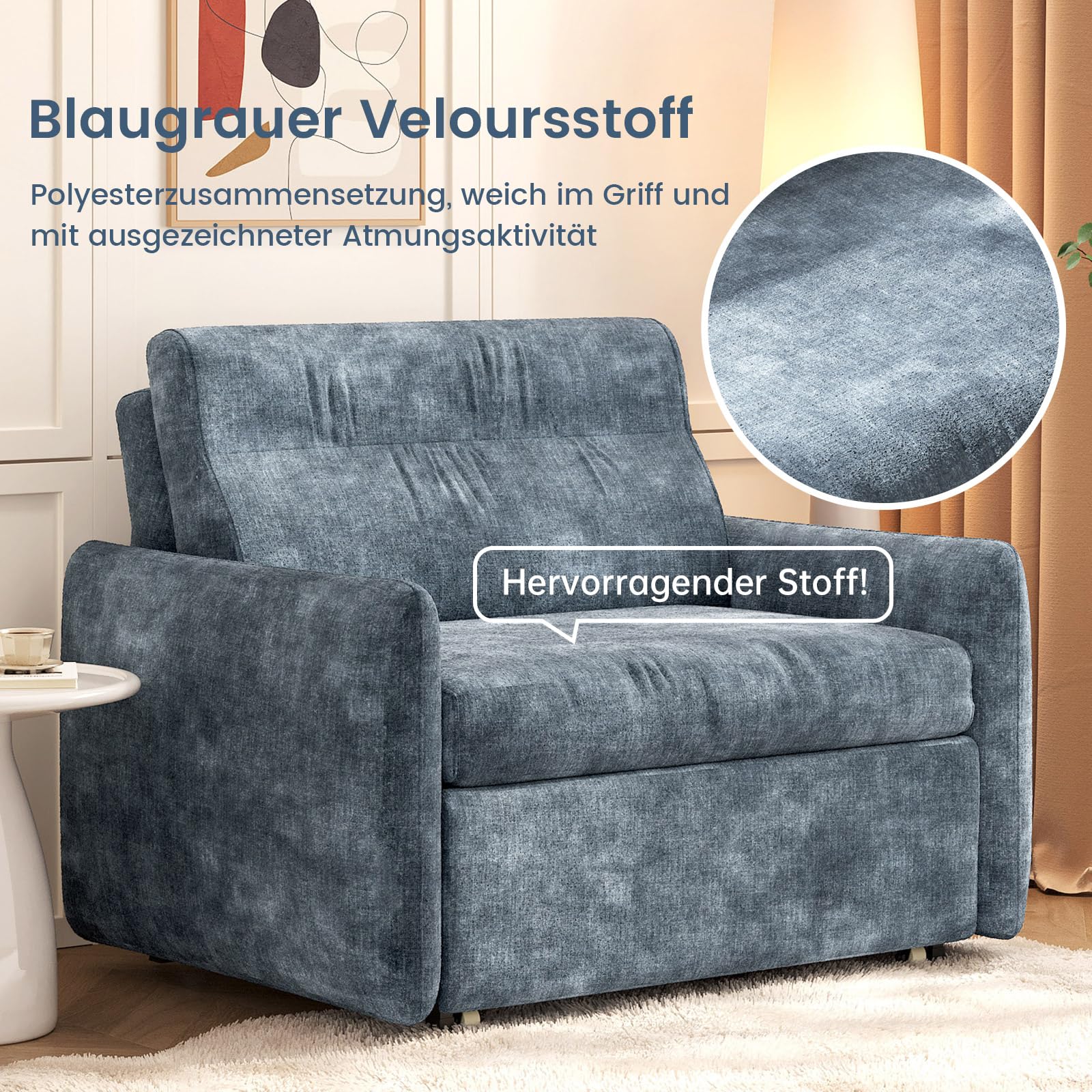 Miuuod Convertible Sleeper Sofa Bed, 2-in-1 Pull-Out Loveseat Couch, 3-in-1 Convertible Chair for Living Room, Bedroom, Apartment, Guest Room