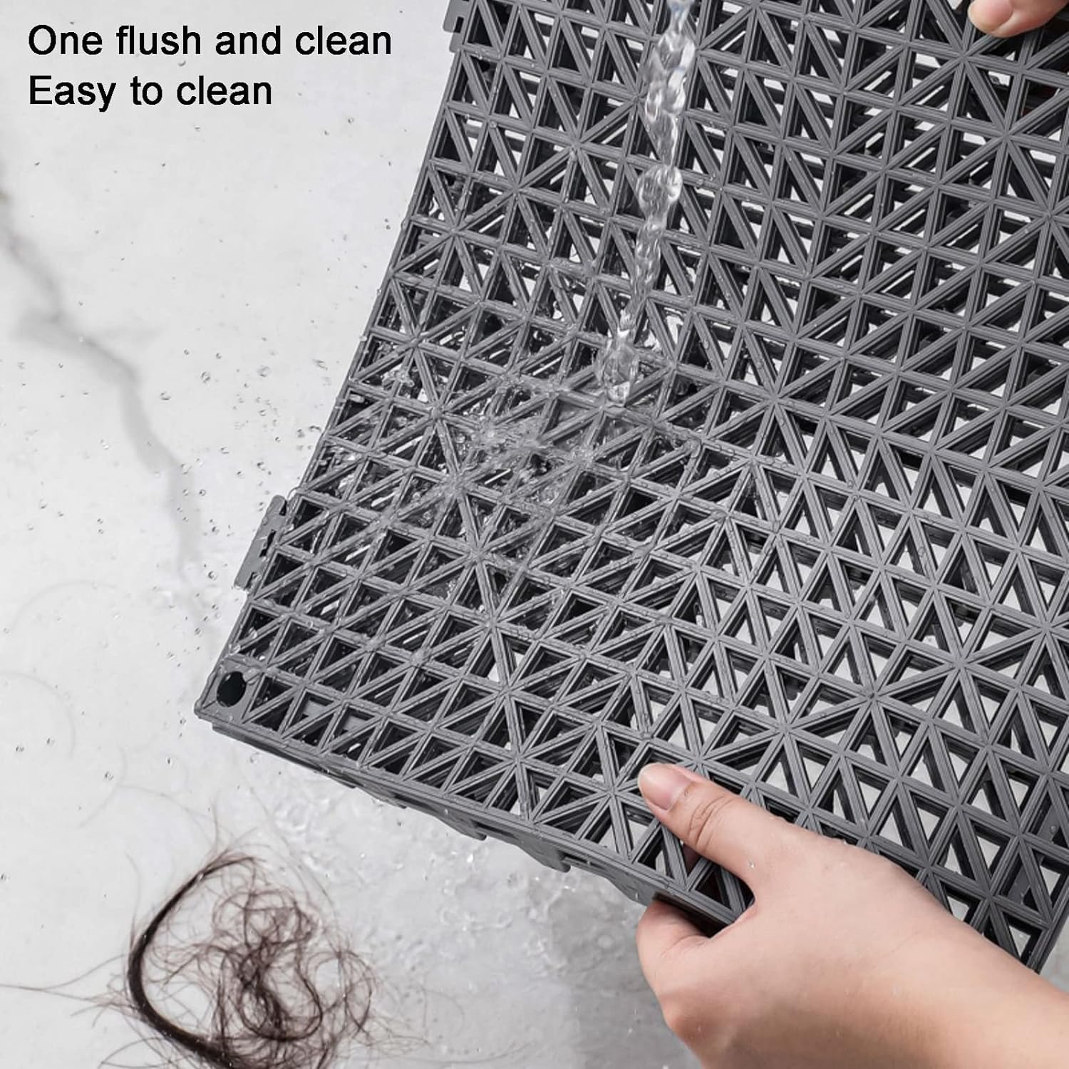 Estera De Drenaje PVC Entrelazada, Baldosas Baño Antideslizantes(Dark Blue,30pcs)