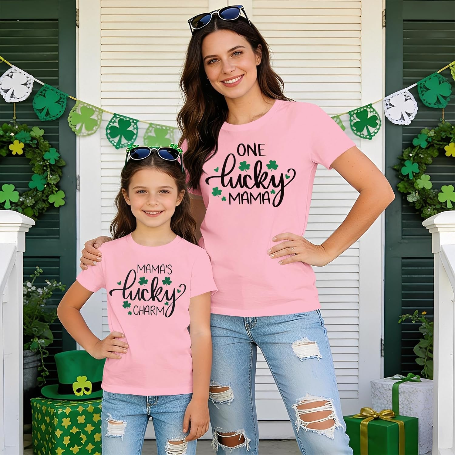 St Patricks Day Mommy and Me Outfit Lucky Mama Lucky Charm Matching Shirt Clover Tshirt Irish Mother Daughter Son Top - Image 2