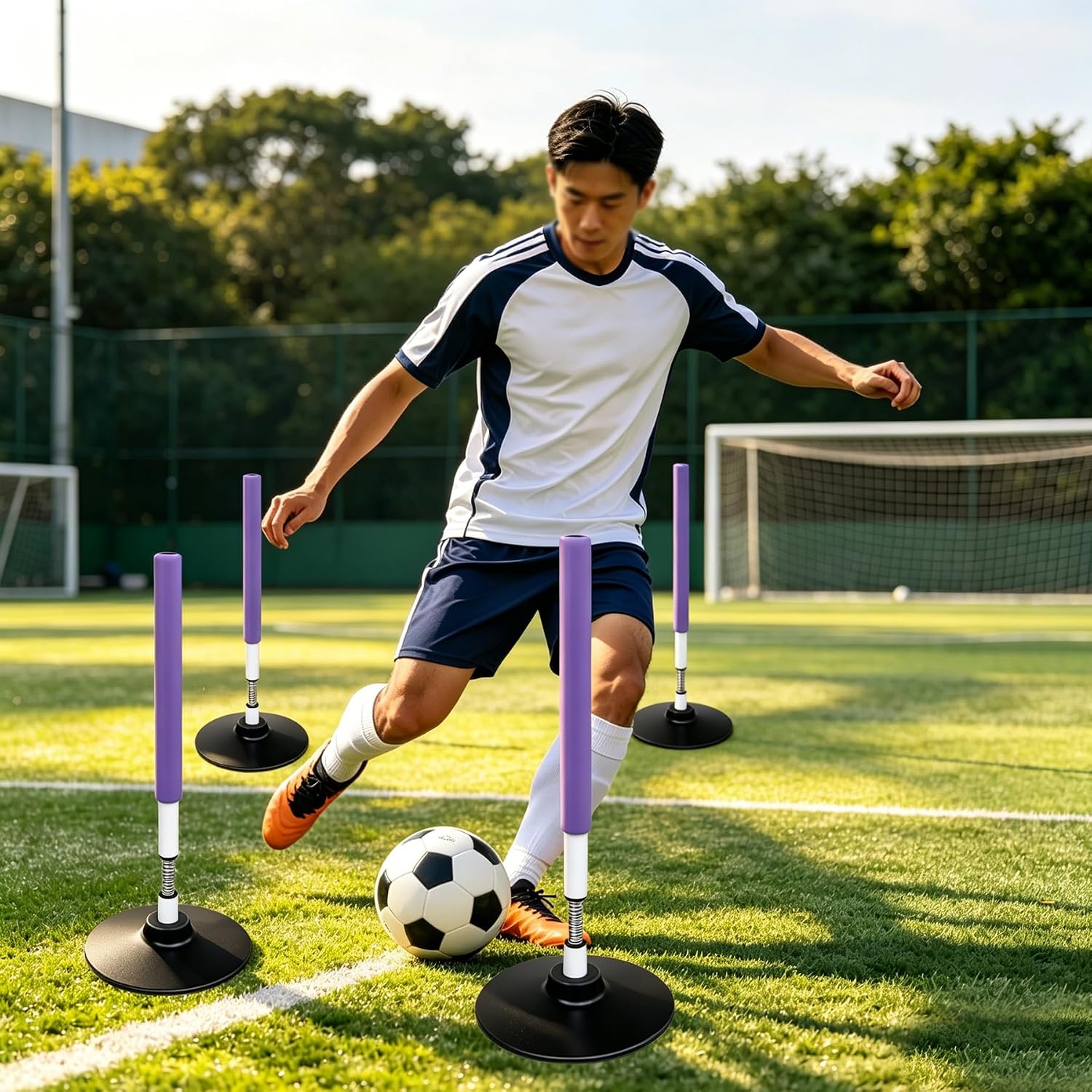 TNZMART Soccer Agility Poles Training Equipment Foam Padded Spring Loaded for Basketball Football Practice Drill Speed and Sports Gear