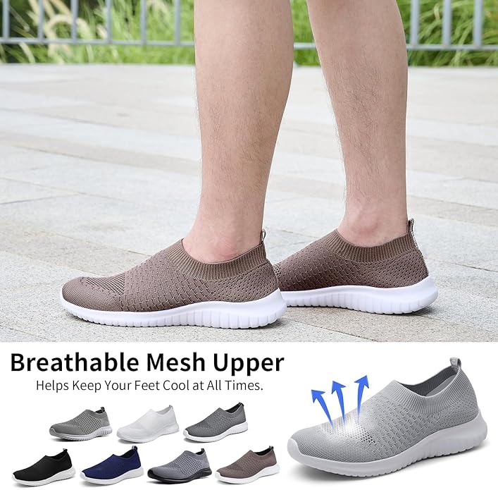 TIOSEBON Men's Slip On Walking Shoes Knit Mesh Tennis Sneaker